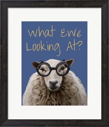 Framed What Ewe Looking At Sheep Print Print