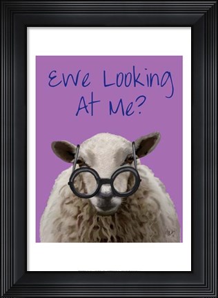 Framed Ewe Looking at Me DeNiro Sheep Print