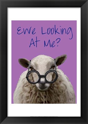 Framed Ewe Looking at Me DeNiro Sheep Print