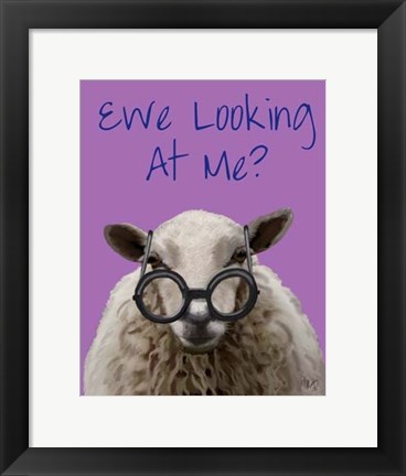 Framed Ewe Looking at Me DeNiro Sheep Print