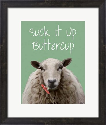 Framed Suck It Up Buttercup Sheep Print Print