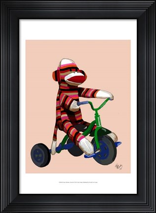 Framed Sock Monkey Tricycle Print