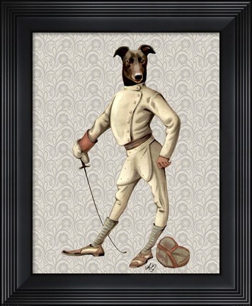 Framed Greyhound Fencer in Cream Full Print