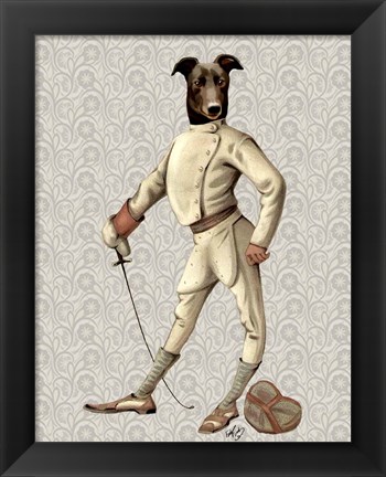 Framed Greyhound Fencer in Cream Full Print
