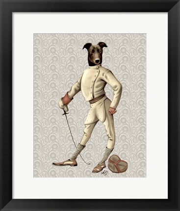 Framed Greyhound Fencer in Cream Full Print