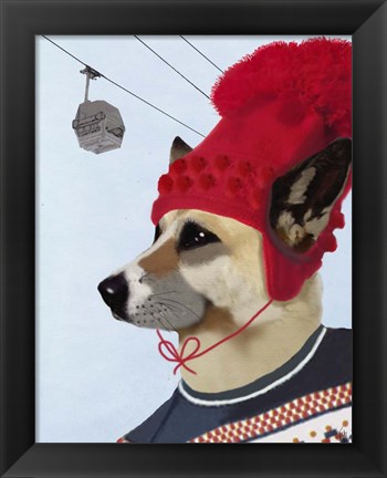 Framed Dog in Ski Sweater Print