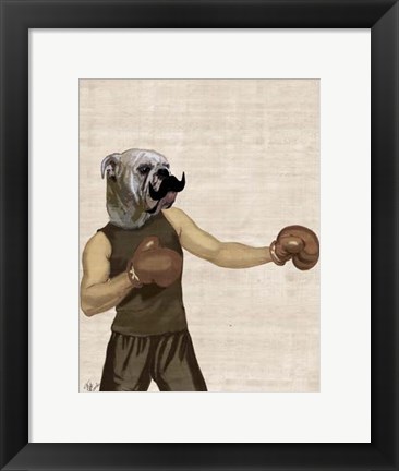 Framed Boxing Bulldog Portrait Print