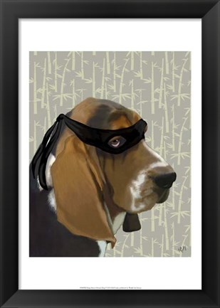 Framed Ninja Basset Hound Dog Print