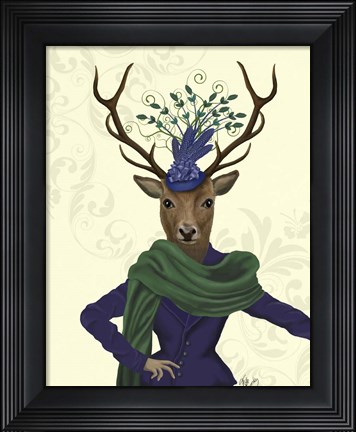 Framed Deer and Fascinator Print