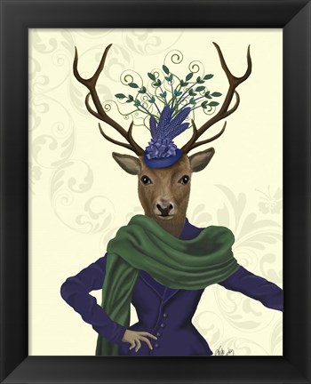 Framed Deer and Fascinator Print