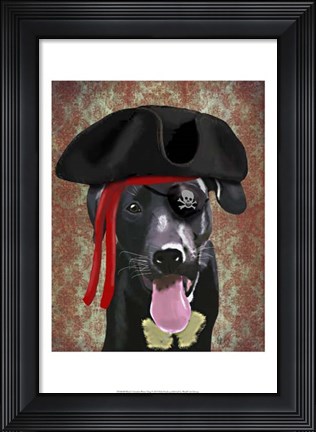 Framed Black Labrador Pirate Dog Print