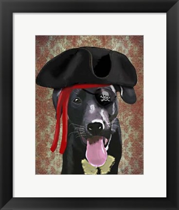 Framed Black Labrador Pirate Dog Print