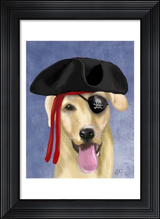 Framed Yellow Labrador Pirate Print