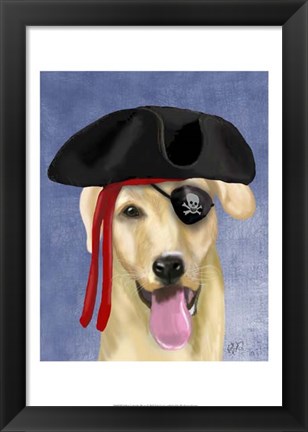 Framed Yellow Labrador Pirate Print