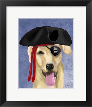 Framed Yellow Labrador Pirate Print