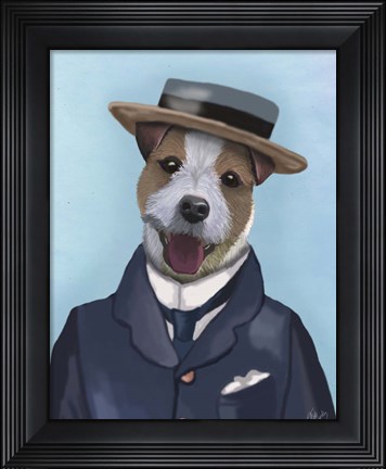 Framed Jack Russell in Boater Print