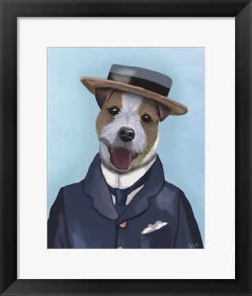 Framed Jack Russell in Boater Print