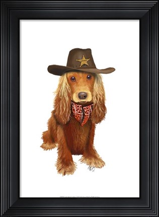 Framed Cocker Spaniel Cowboy Print