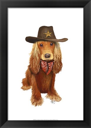 Framed Cocker Spaniel Cowboy Print