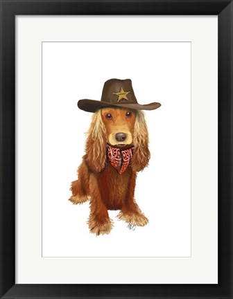 Framed Cocker Spaniel Cowboy Print