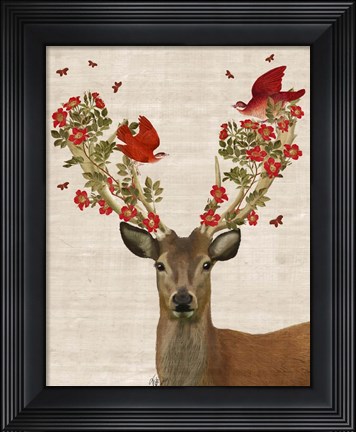 Framed Deer and Love Birds Print