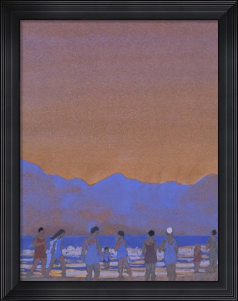 Framed Bathers at the Foot of a Mountain Print