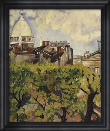 Framed Sacre-Coeur Seen from the Garden of Rue Cortot, 1916 Print