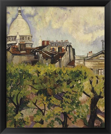 Framed Sacre-Coeur Seen from the Garden of Rue Cortot, 1916 Print