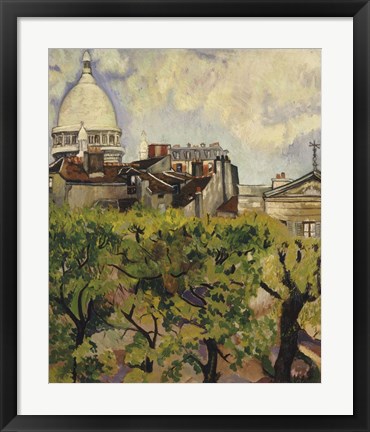 Framed Sacre-Coeur Seen from the Garden of Rue Cortot, 1916 Print