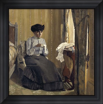 Framed Woman Sewing, 1905 Print