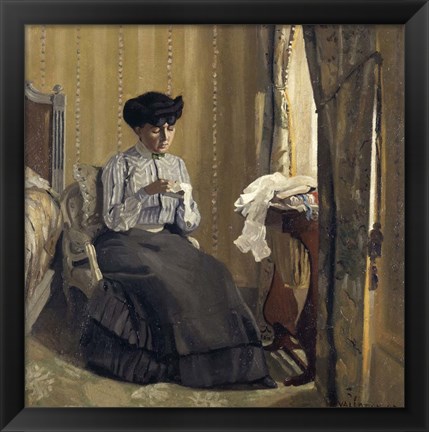 Framed Woman Sewing, 1905 Print