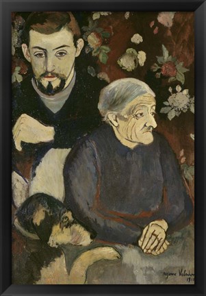 Framed Utrillo with his Grandmother and Dog, 1910 Print