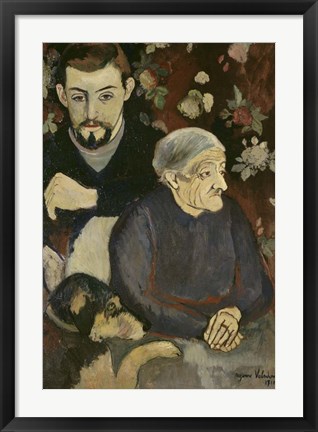 Framed Utrillo with his Grandmother and Dog, 1910 Print