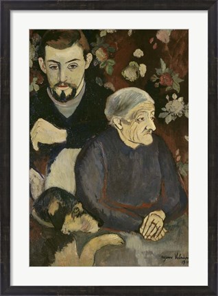 Framed Utrillo with his Grandmother and Dog, 1910 Print