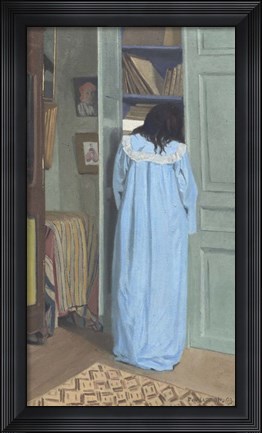 Framed Woman in Blue Searching a Cabinet, 1903 Print