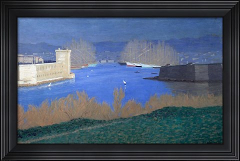 Framed View of the Port of Marseille,  1901 Print