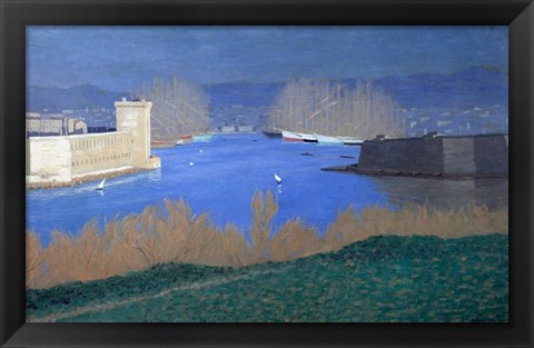 Framed View of the Port of Marseille,  1901 Print