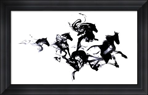Framed Black Horses Print