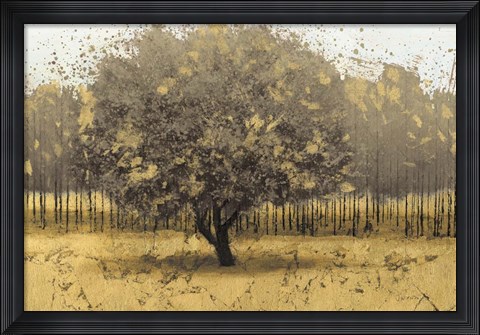 Framed Golden Trees I Taupe Print