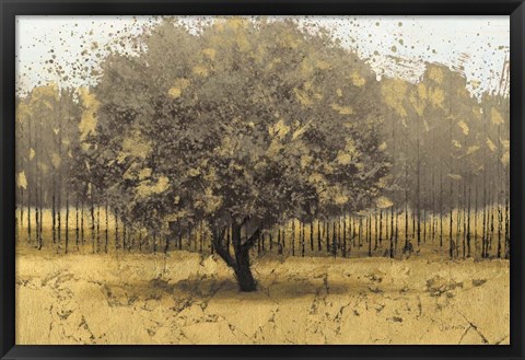 Framed Golden Trees I Taupe Print