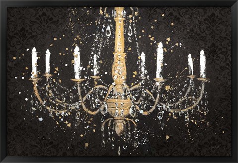 Framed Grand Chandelier Black I Print