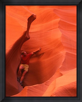 Framed Smooth Sandstone Travel, Lower Antelope Canyon, Arizona Print