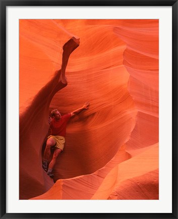 Framed Smooth Sandstone Travel, Lower Antelope Canyon, Arizona Print