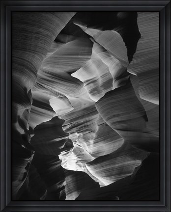 Framed Red Sandstone Walls, Lower Antelope Canyon (Black &amp; White) Print