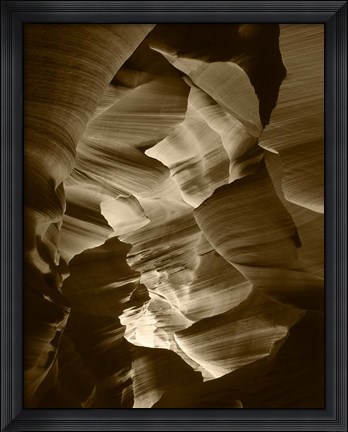 Framed Red Sandstone Walls, Lower Antelope Canyon (Sepia) Print