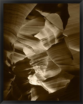 Framed Red Sandstone Walls, Lower Antelope Canyon (Sepia) Print