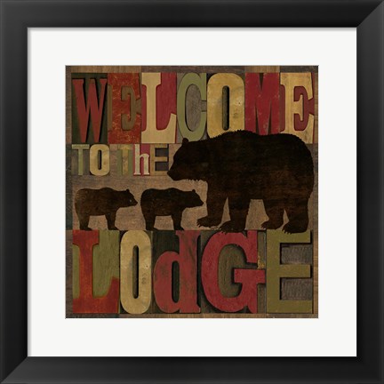 Framed At the Lodge Printer Blocks IV Print