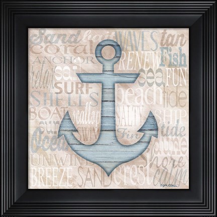 Framed Driftwood Beach Icons V Print