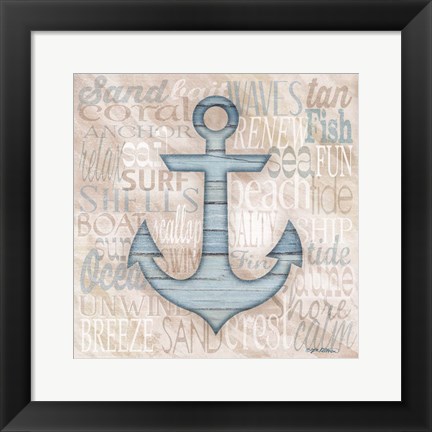 Framed Driftwood Beach Icons V Print