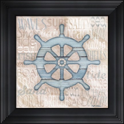 Framed Driftwood Beach Icons VI Print